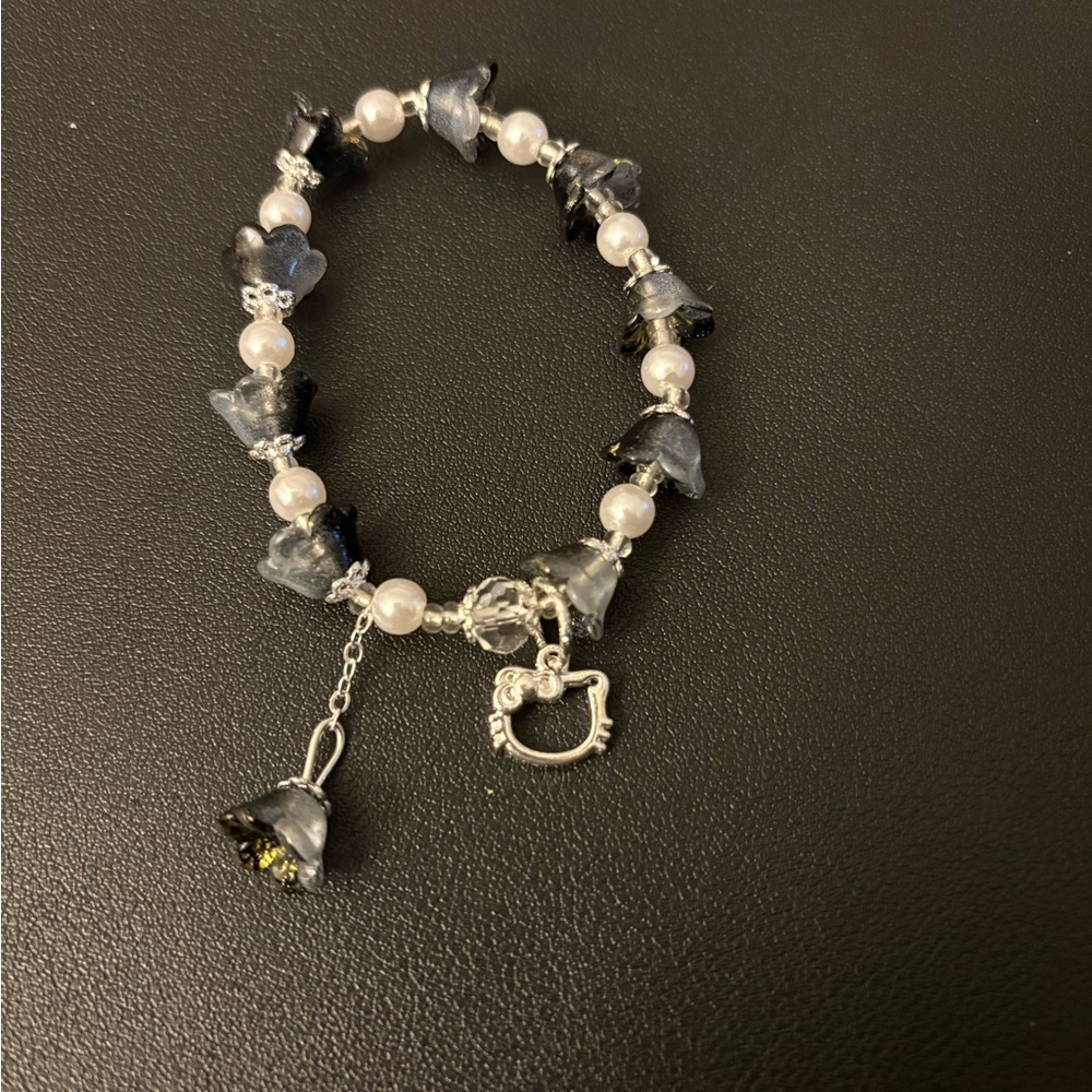 Elegant Silver and Black Charm Bracelet